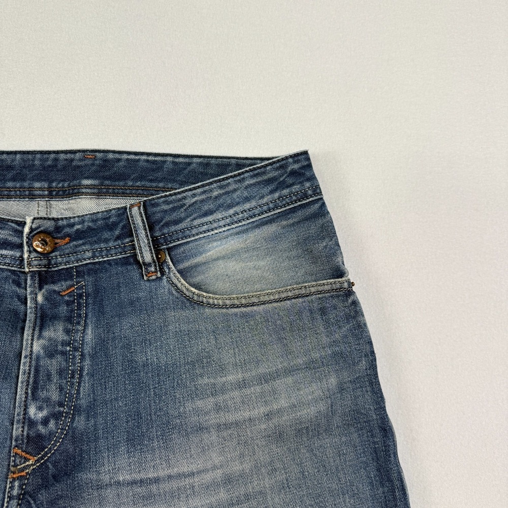 Diesel Industry Mens Button Fly Jeans 34x32 Waykee Straight Distress Worn Heels - Picture 6 of 16